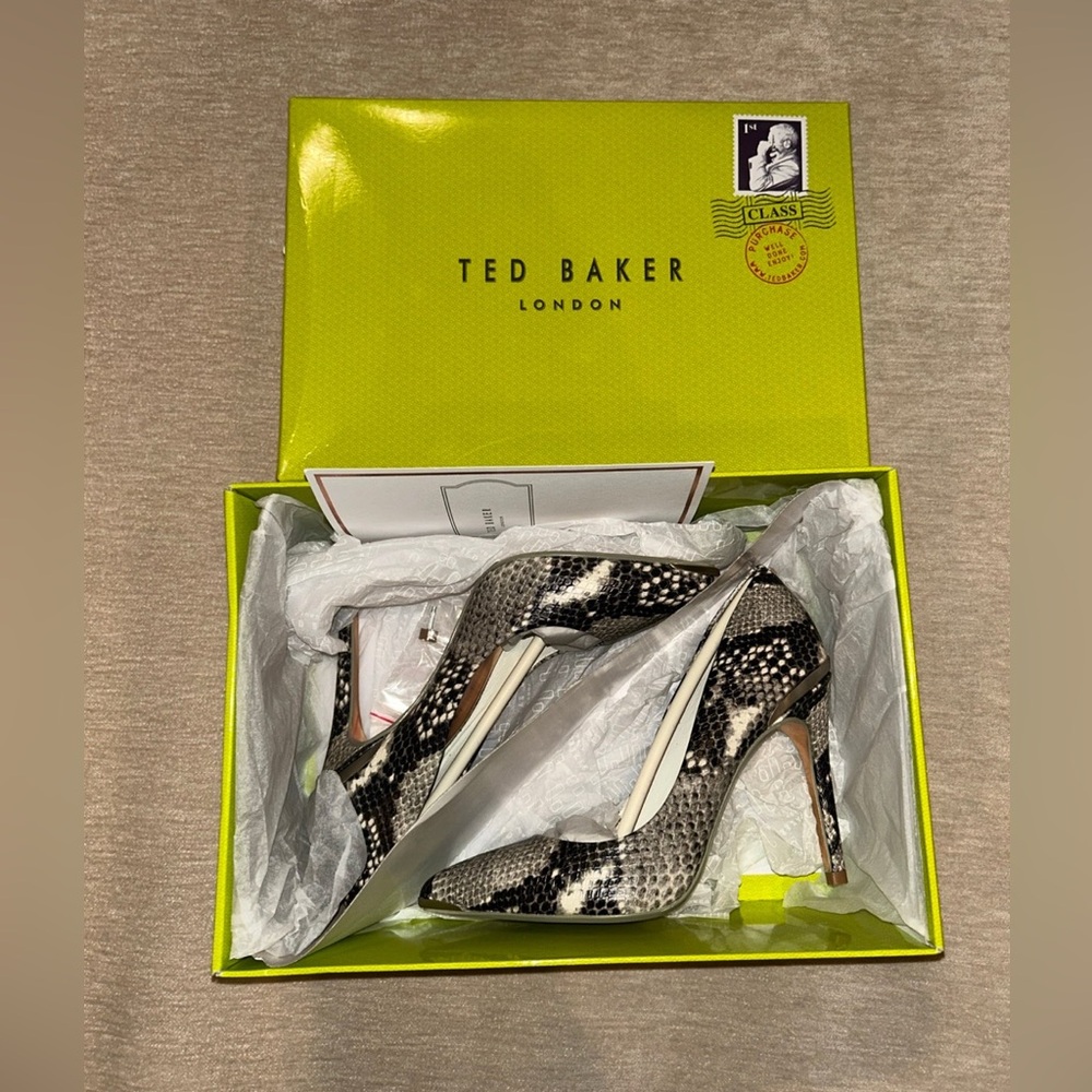 Ted Baker Black and White Snakeskin Heels -Never Worn